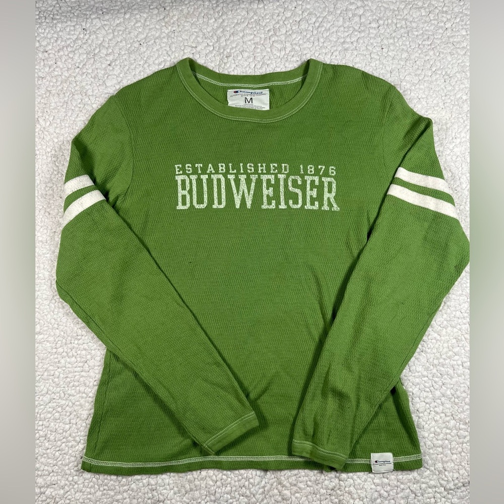 Vintage Champion Budweiser Thermal Long Sleeve Womens Medium